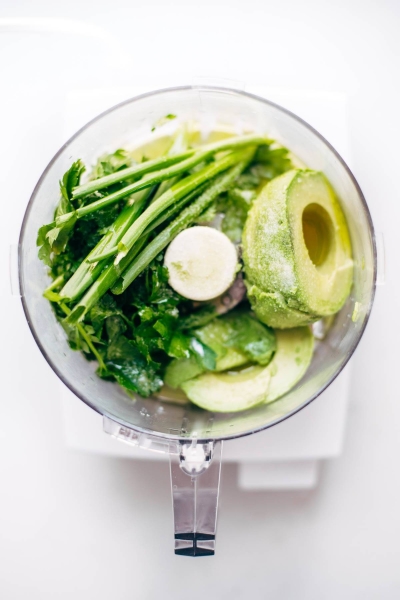 Burst Tomato and Zucchini Spaghetti with Avocado Sauce