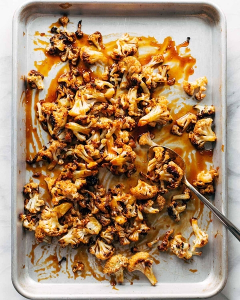 Roasted Cauliflower Lettuce Wraps with Korean BBQ-Inspired Sauce