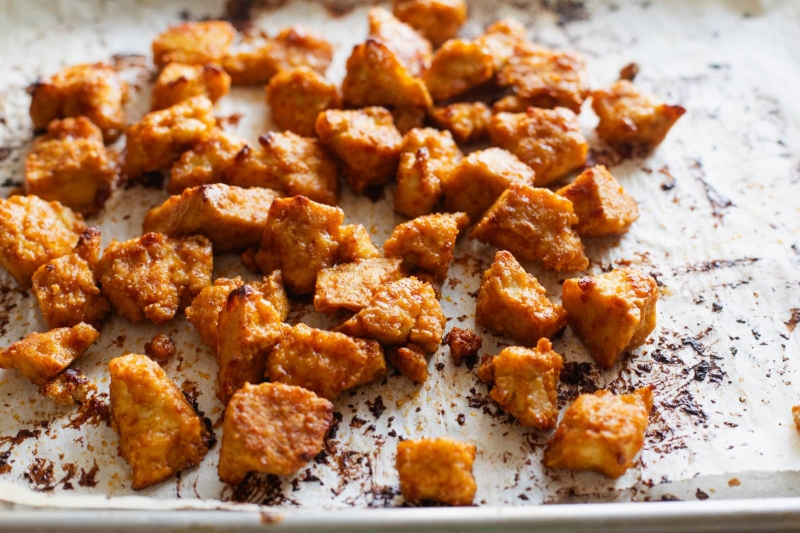 Sticky Gochujang Tofu with Herbs and Peanuts